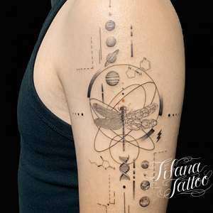 惑星|トンボのジオメトリック・タトゥー