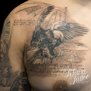 イーグルのファインライン・タトゥー
