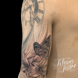 蝶|百合のタトゥー