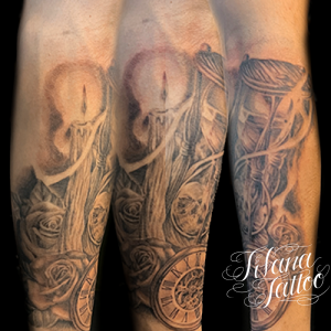 懐中時計|薔薇|砂時計|ロウソクのタトゥー