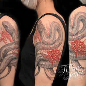 蛇|彼岸花のタトゥー