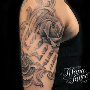 薔薇|オーナメント|数字のチカーノ・タトゥー