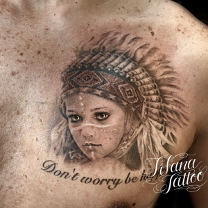 インディアンのポートレート・タトゥー