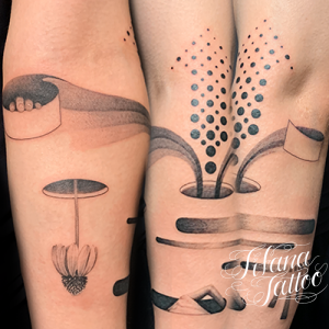 アブストラクトなファインライン・タトゥー