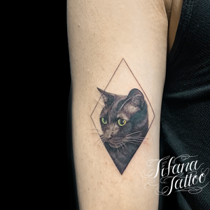 黒猫のポートレート・タトゥー