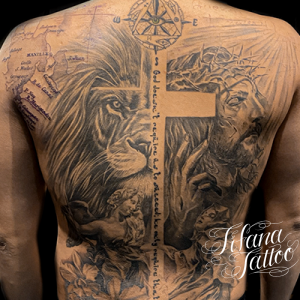 ライオン|ジーザス|女神|クロス|文字|地図|ユリ|フリーメイソンのタトゥー