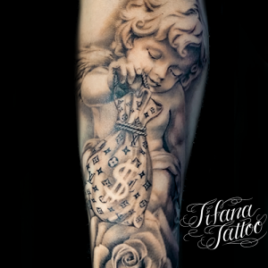 天使|マネーバッグ|薔薇のチカーノ・タトゥー